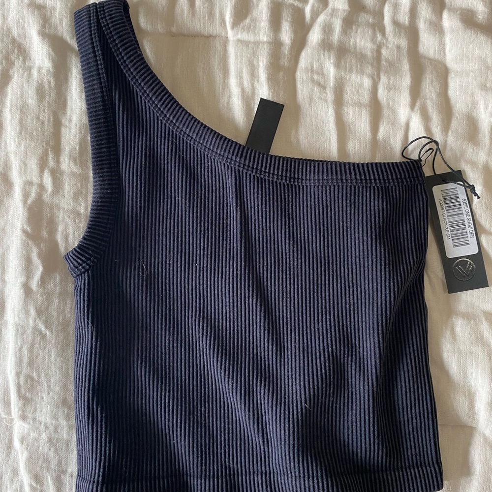 Savvy Josie one shoulder crop ribbed tank